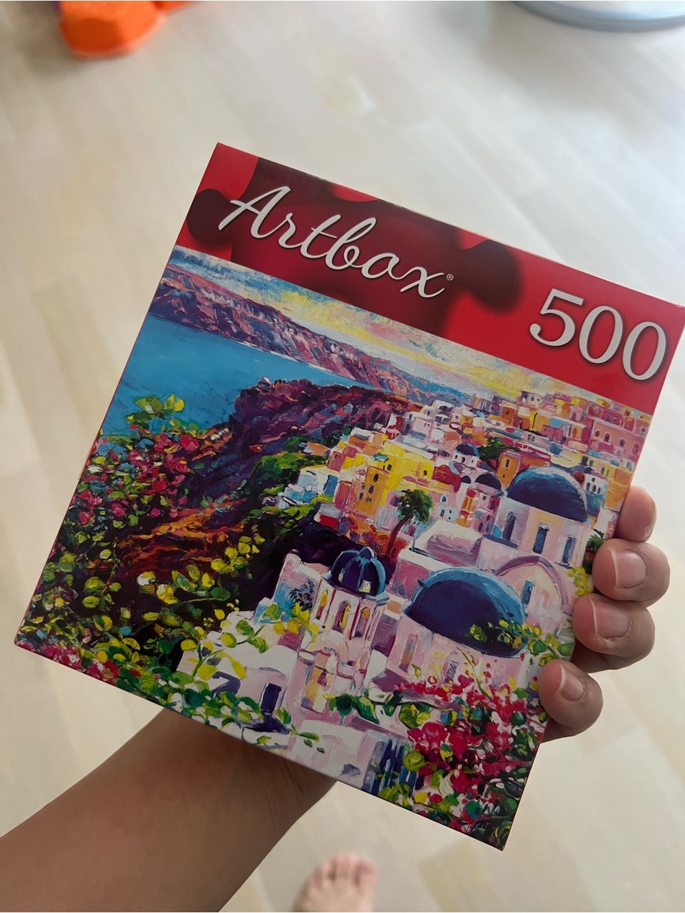 500-Piece Home Art Poster Puzzle – Vibrant Red & Blue Mediterranean Scene